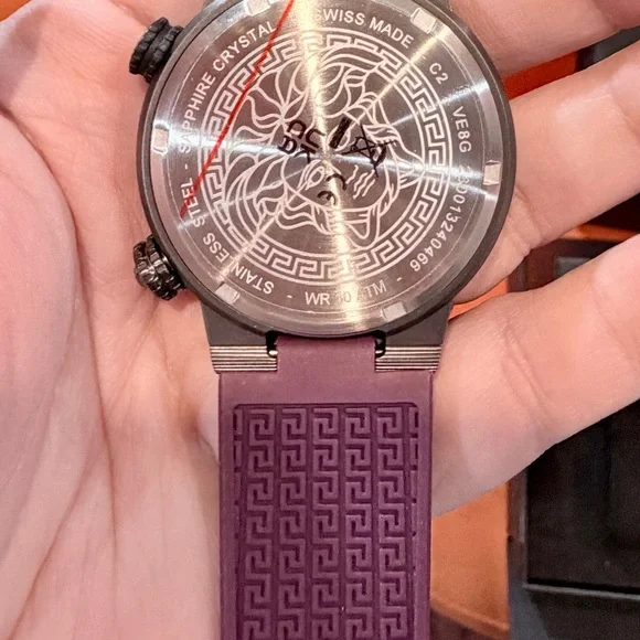 Versace Silver Watch with Rich Purple Band